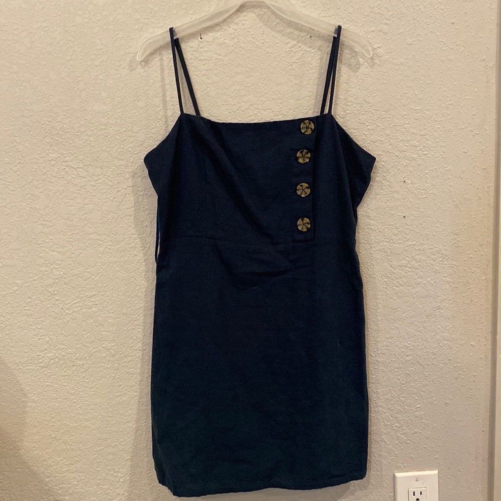 Navy Mini Dress with Button details